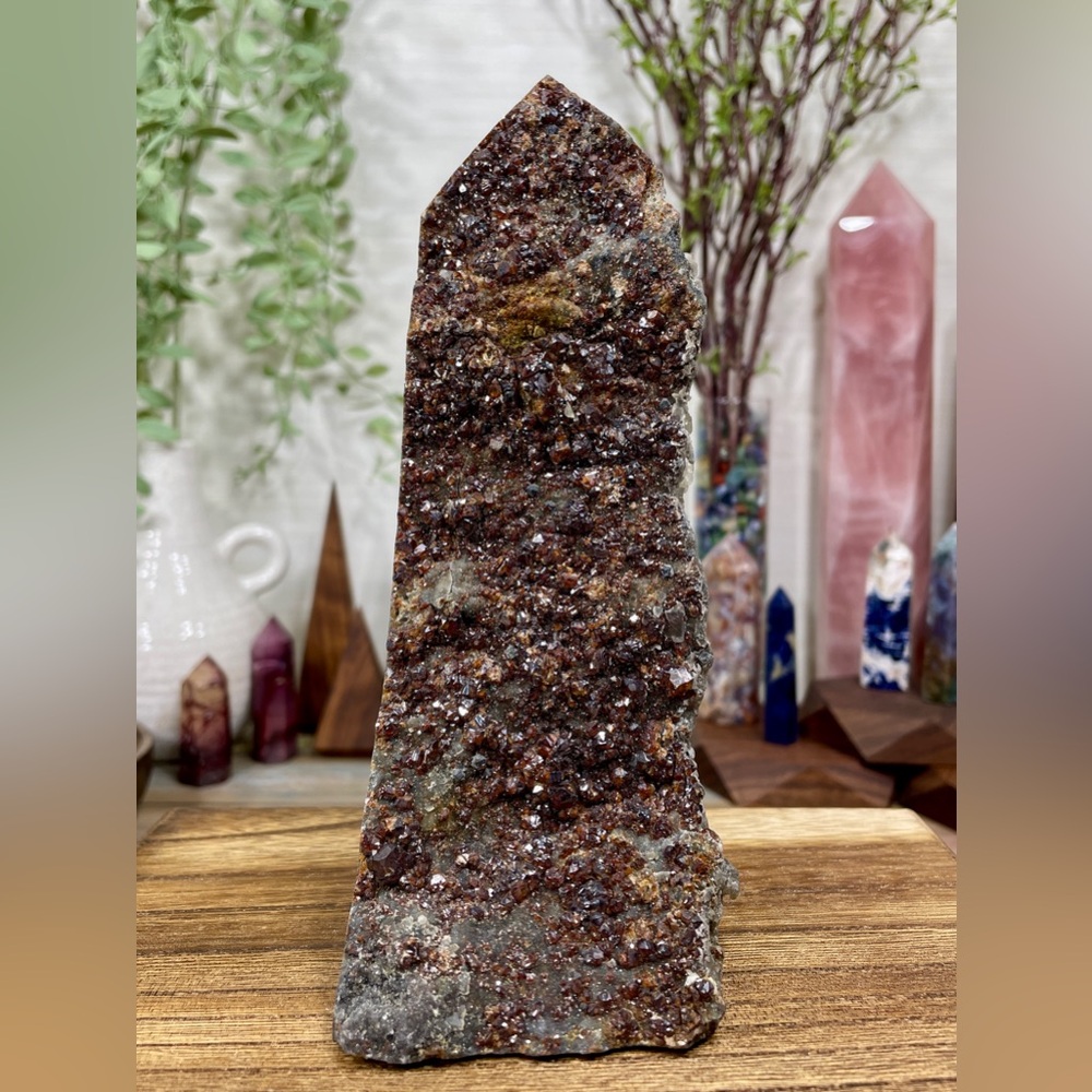 1933 Raw Garnet and Pyrite Crystal Tower